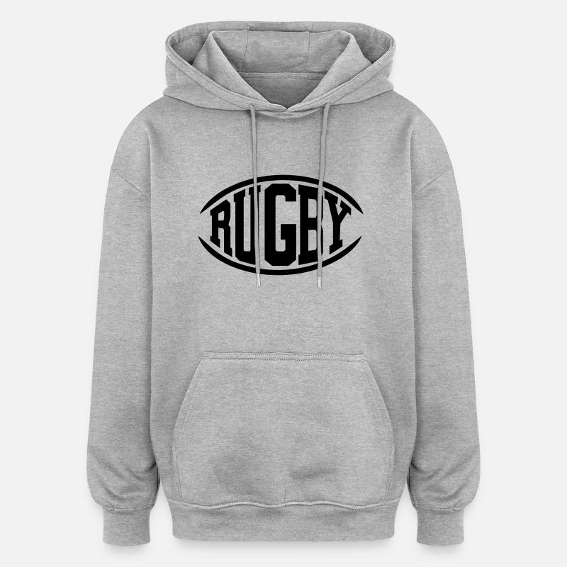 Rugby - Sweat à capuche oversize unisexe - gris chiné