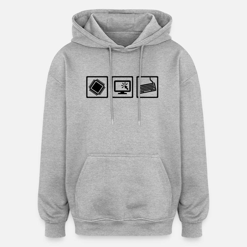 Programmeur - Sweat à capuche oversize unisexe - gris chiné