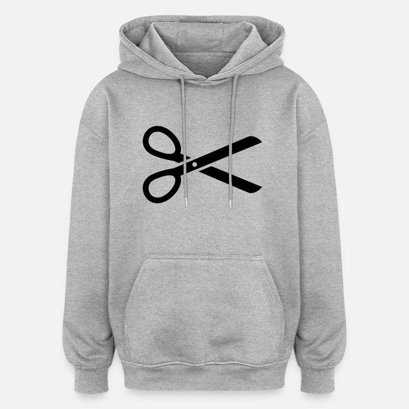 Ciseaux - Sweat à capuche oversize unisexe - gris chiné