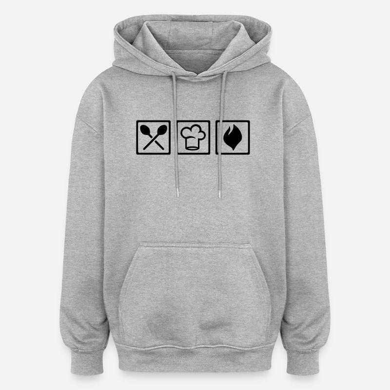 Cuisinier - Sweat à capuche oversize unisexe - gris chiné