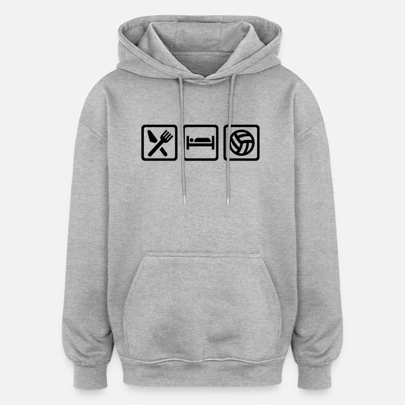 Eat Sleep Volleyball - Sweat à capuche oversize unisexe - gris chiné