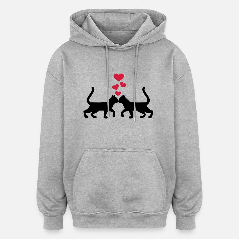 Chat - Sweat à capuche oversize unisexe - gris chiné