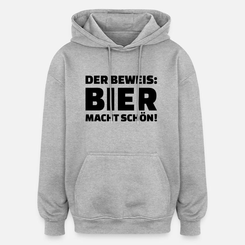 Bier - Oversized Unisex Hoodie - Grau meliert