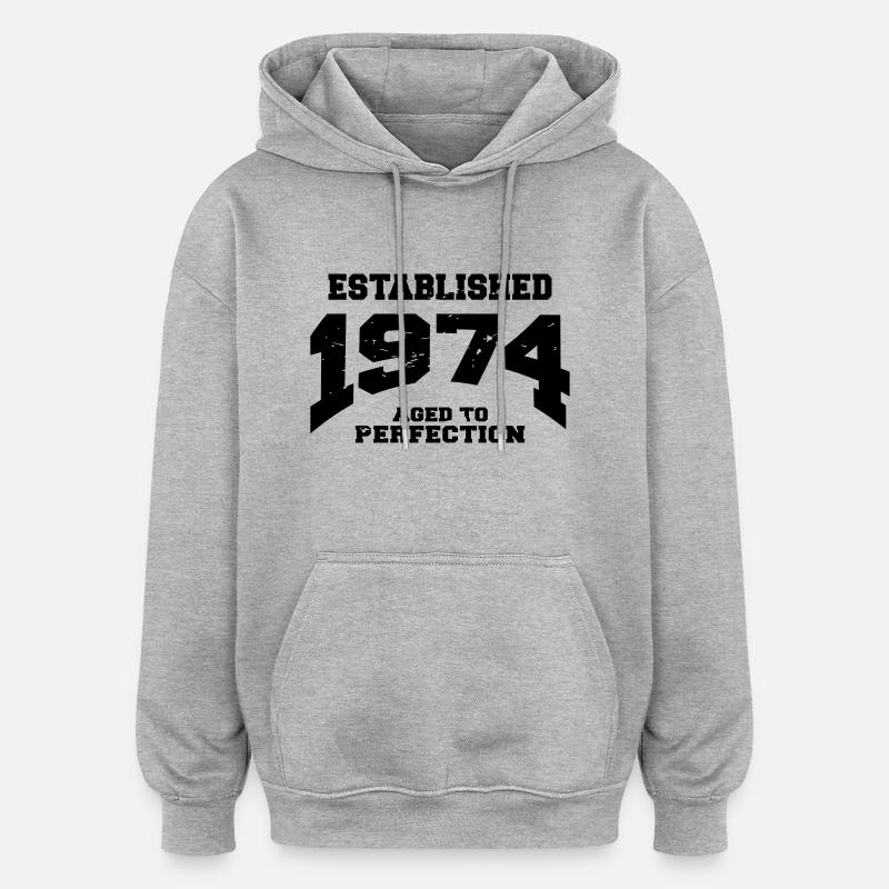 Established 1974 - Sweat à capuche oversize unisexe - gris chiné