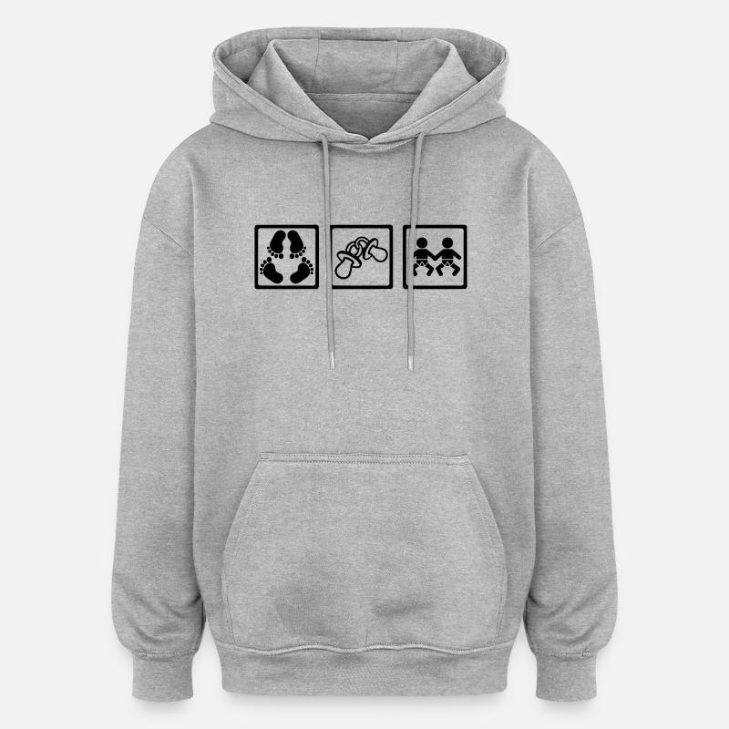 Jumeaux - Sweat à capuche oversize unisexe - gris chiné