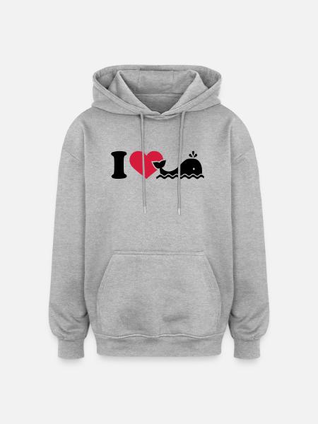 Wal - Oversized Unisex Hoodie - Grau meliert