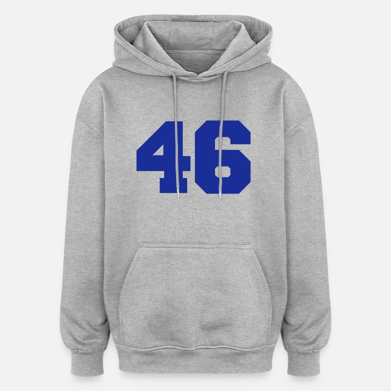 46, Zahlen, Nummer, Rückennummer - Sweat à capuche oversize unisexe - gris chiné