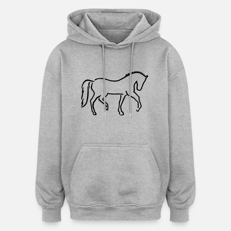 Cheval - Sweat à capuche oversize unisexe - gris chiné