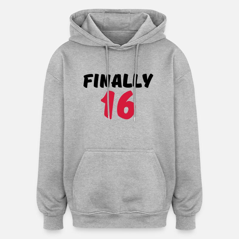 Finally 16 - Sweat à capuche oversize unisexe - gris chiné