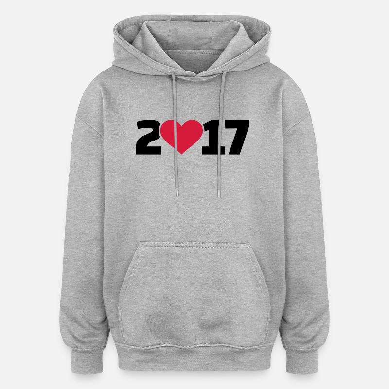 2017 - Sweat à capuche oversize unisexe - gris chiné
