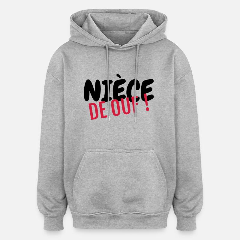 Nièce / Neveu / Oncle / Tante - Sweat à capuche oversize unisexe - gris chiné
