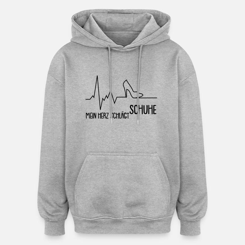 mein herz schlägt schuhe - Oversized Unisex Hoodie - Grau meliert