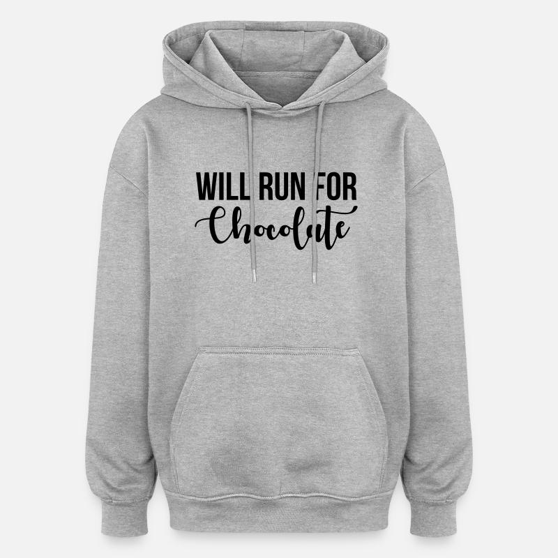 Will run for chocolate - Oversized Unisex Hoodie - Grau meliert