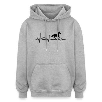 Cheval chevaux battement de coeur cavalier ECG sport équestre - Sweat à capuche oversize unisexe - gris chiné - Devant - Noah (186cm)