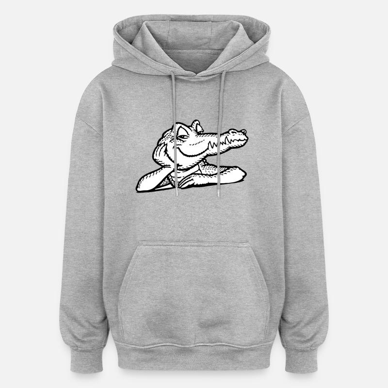 Crocodile Retro Amstrad - Mascotte 03 - Sweat à capuche oversize unisexe - gris chiné