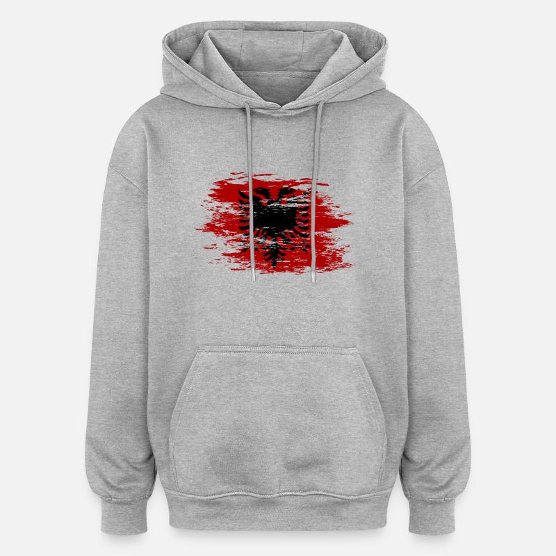 Albanie utilisée - Sweat à capuche oversize unisexe - gris chiné
