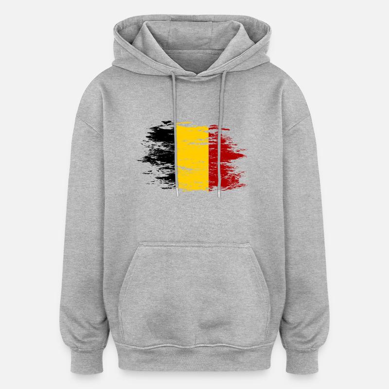 Belgique Drapeau utilisé - Sweat à capuche oversize unisexe - gris chiné