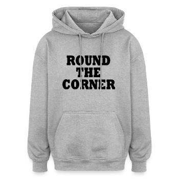 Round the corner - Sweat à capuche oversize unisexe - gris chiné - Devant - Noah (186cm)