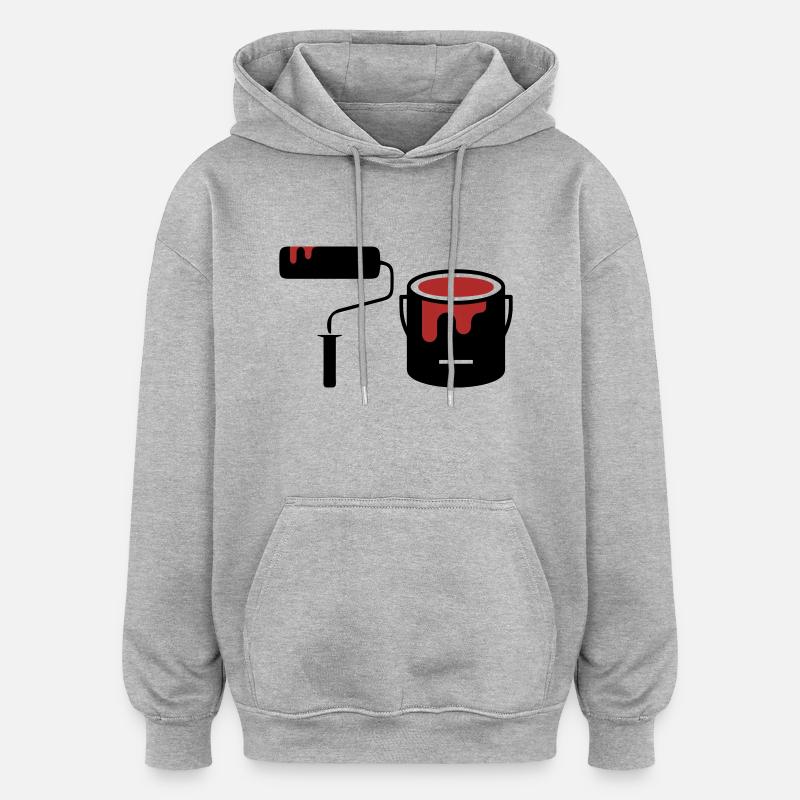 streichen - Oversized Unisex Hoodie - Grau meliert