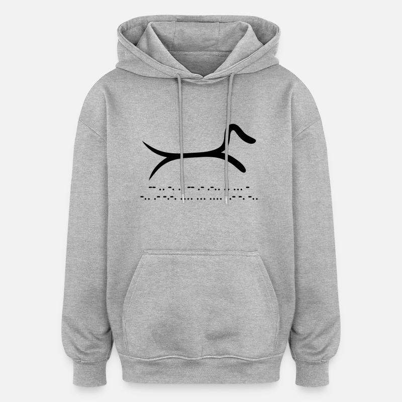 Teckel avec code morse - Sweat à capuche oversize unisexe - gris chiné