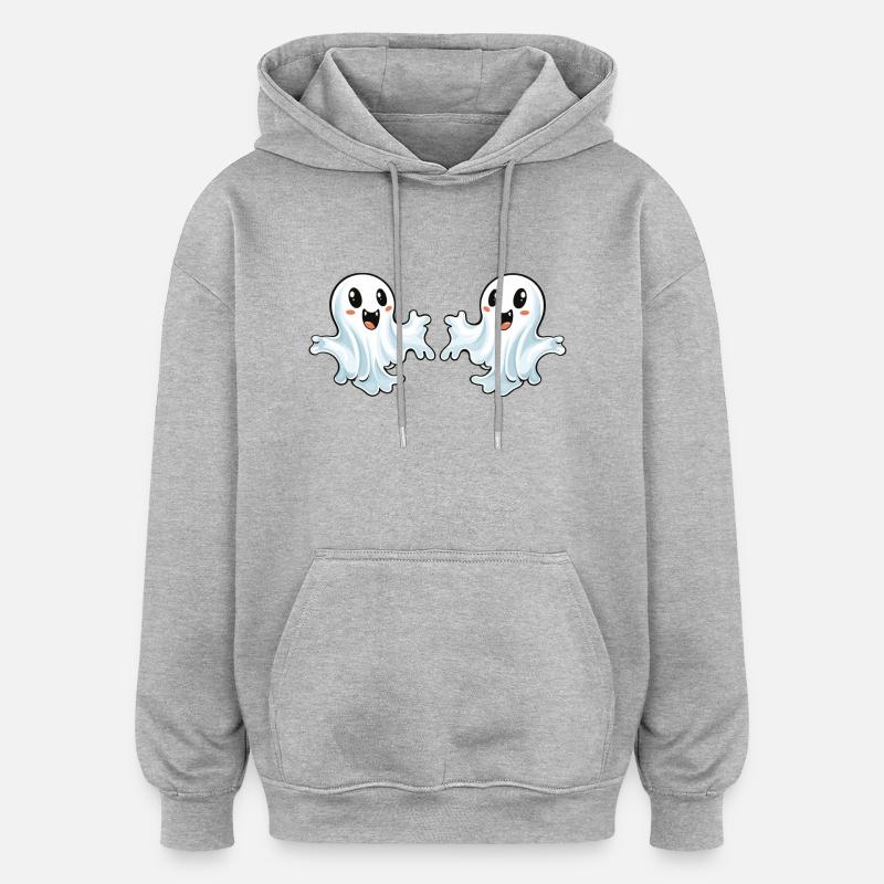 Fantômes Halloween - Sweat à capuche oversize unisexe - gris chiné