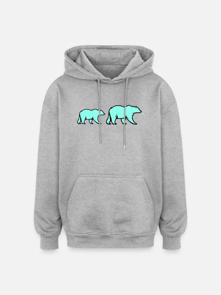 Eisbären - Oversized Unisex Hoodie - Grau meliert
