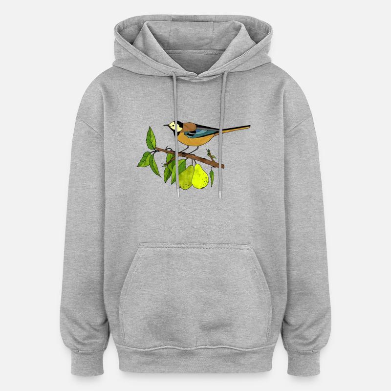 Bunter Vogel - Oversized Unisex Hoodie - Grau meliert