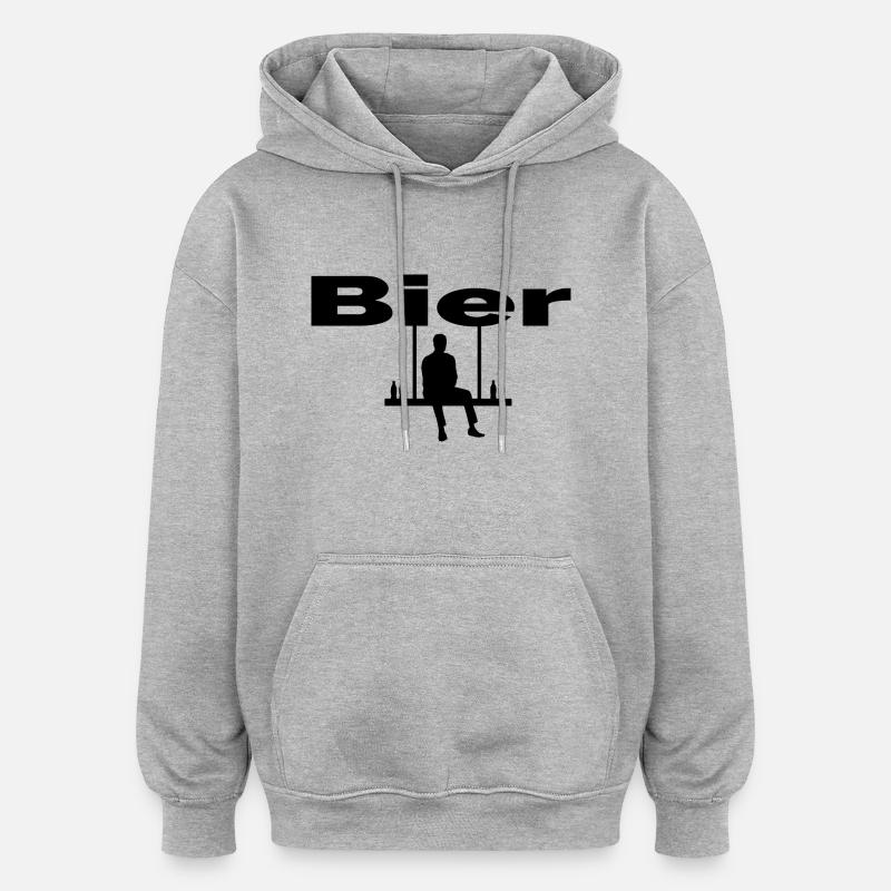 Bier - Oversized Unisex Hoodie - Grau meliert
