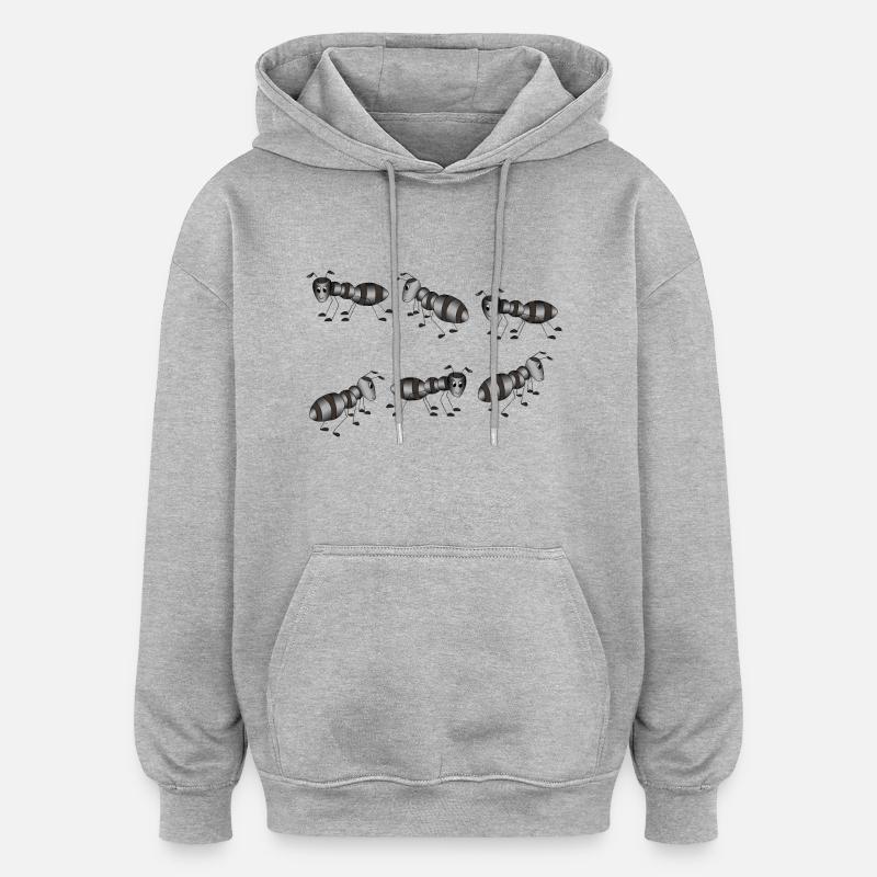 Fourmis - Sweat à capuche oversize unisexe - gris chiné