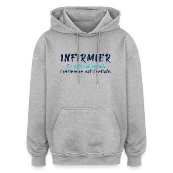 KRANKENSCHWESTER KRANKENSCHWESTER DOKTOR HUMOR DRÖLES N - Oversized Unisex Hoodie - Grau meliert - Vorne - Noah (186cm)