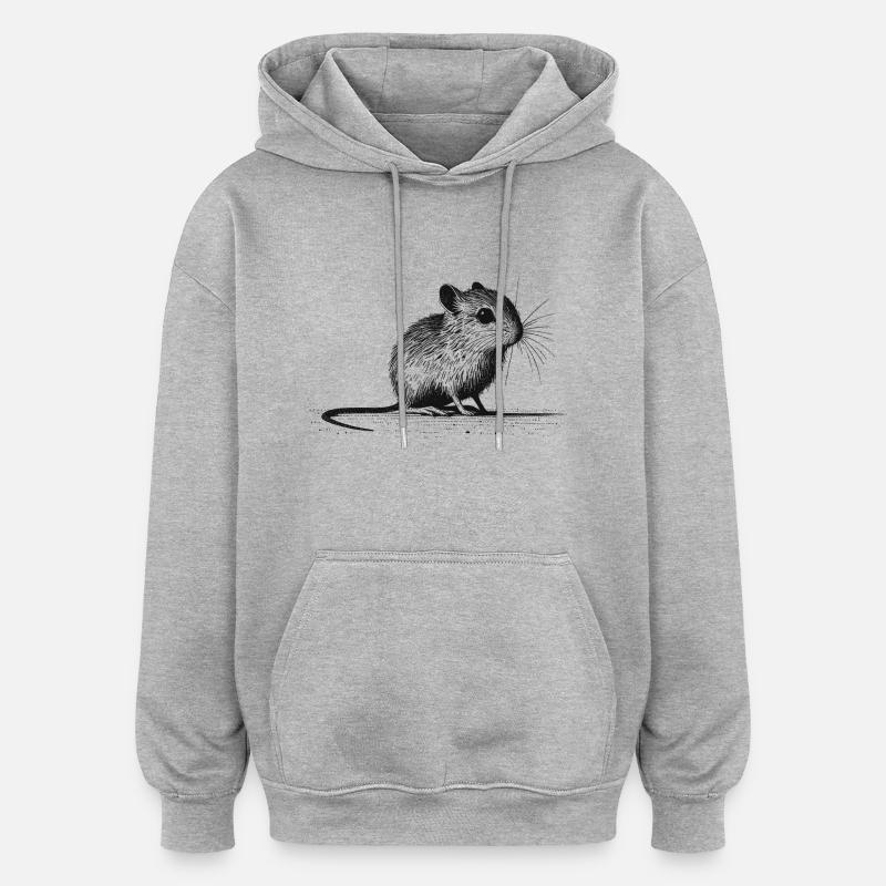 Maus - Oversized Unisex Hoodie - Grau meliert