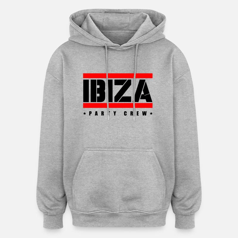 Équipe de fête à Ibiza - Sweat à capuche oversize unisexe - gris chiné