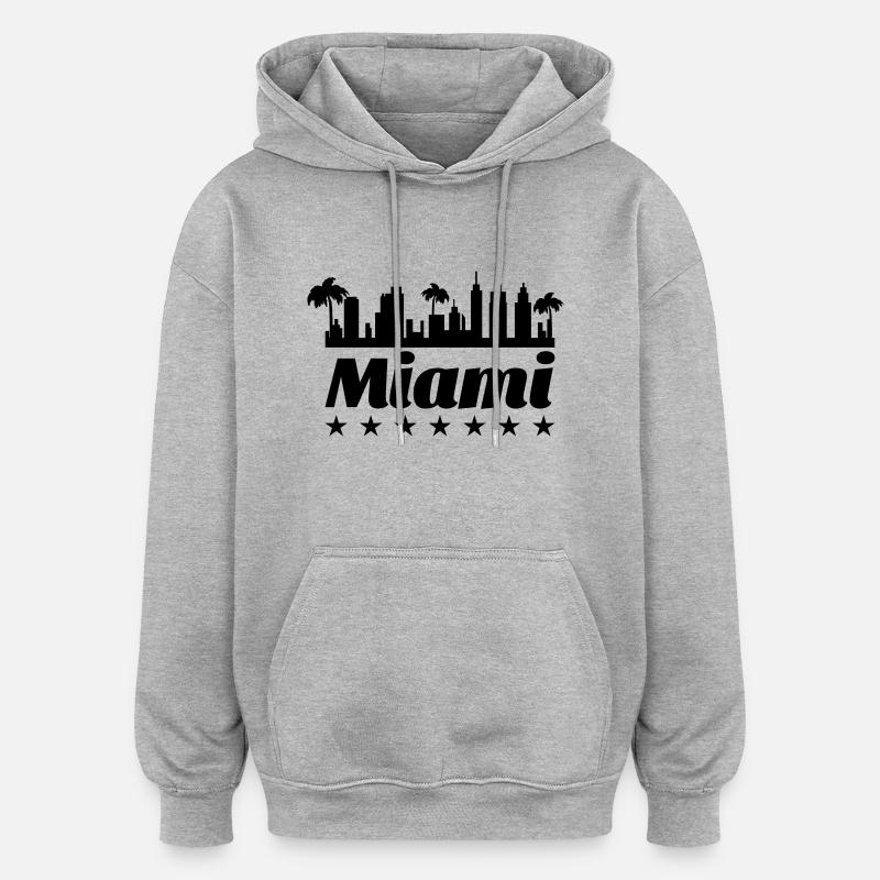 Miami États-Unis Skyline - Sweat à capuche oversize unisexe - gris chiné