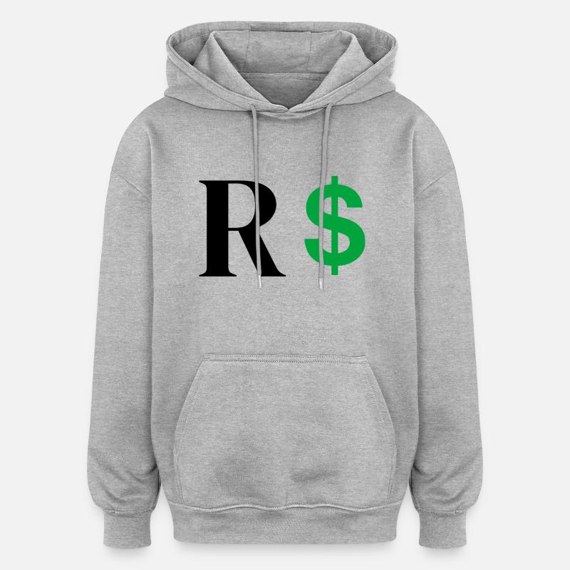 Lettre r dollar - Sweat à capuche oversize unisexe - gris chiné