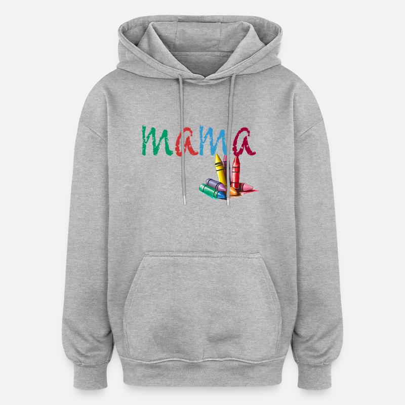 Mama - Kreide bunt - Oversized Unisex Hoodie - Grau meliert