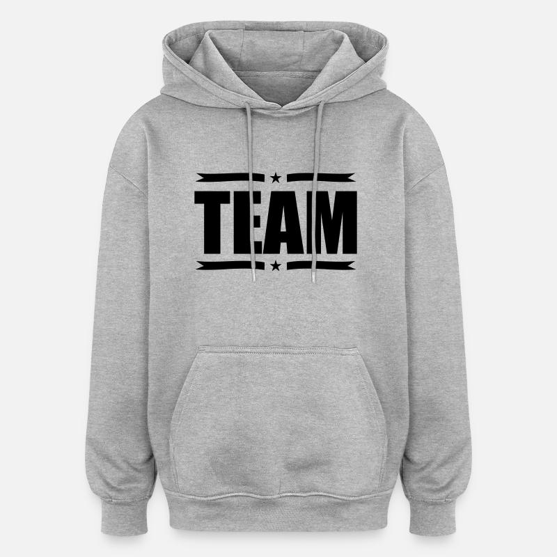 team - Oversized Unisex Hoodie - Grau meliert