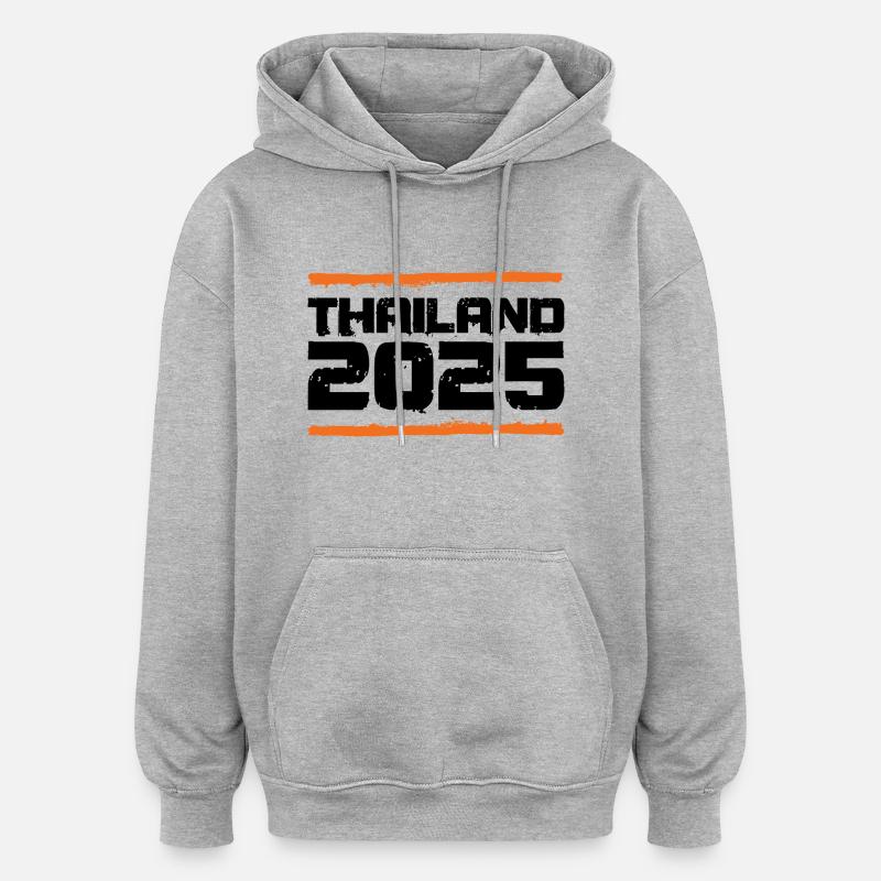 Vacances Thaïlande 2025 - Sweat à capuche oversize unisexe - gris chiné