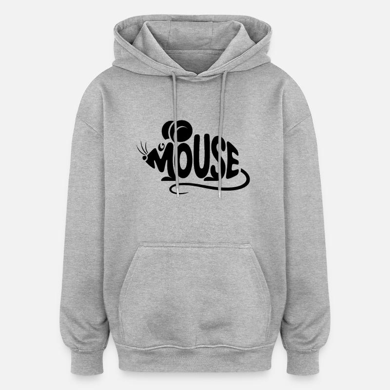 Souris - Logo d’oiseau cool - Sweat à capuche oversize unisexe - gris chiné
