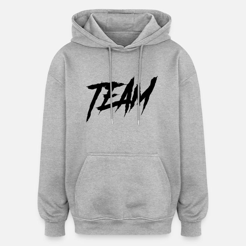 équipe - Sweat à capuche oversize unisexe - gris chiné