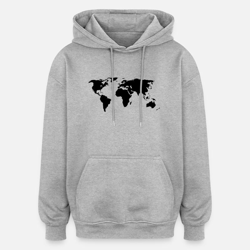 World Map - Oversized Unisex Hoodie - heather grey