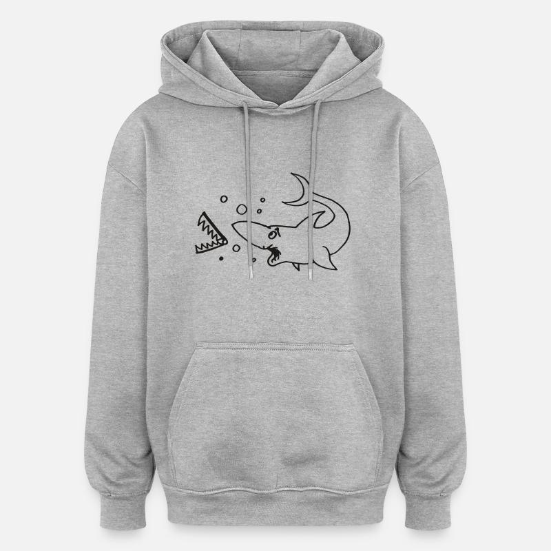 Shark perd des dents - Sweat à capuche oversize unisexe - gris chiné