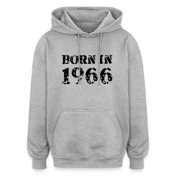 Born in 1966 - Oversized Unisex Hoodie - heather grey - Front - Noah (186cm)