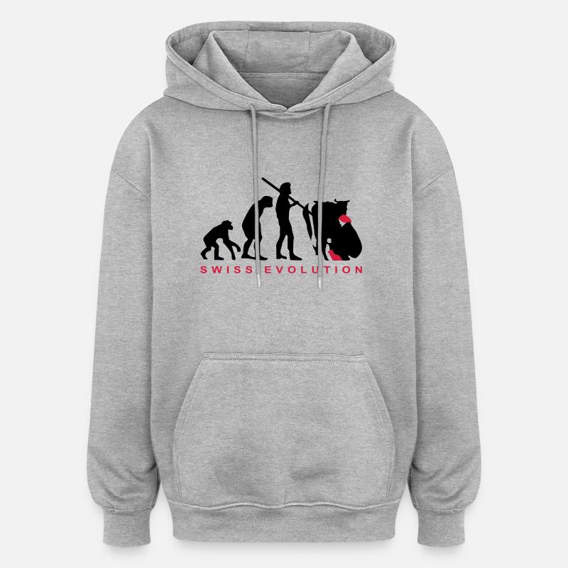 Evolution Bauer Schweiz - Oversized Unisex Hoodie - Grau meliert