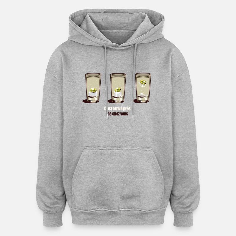 Petit Grégory le coktail. - Sweat à capuche oversize unisexe - gris chiné