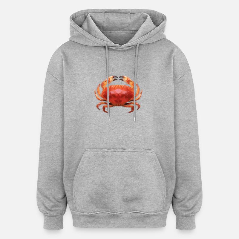 LowPoly "Crab" - Sweat à capuche oversize unisexe - gris chiné