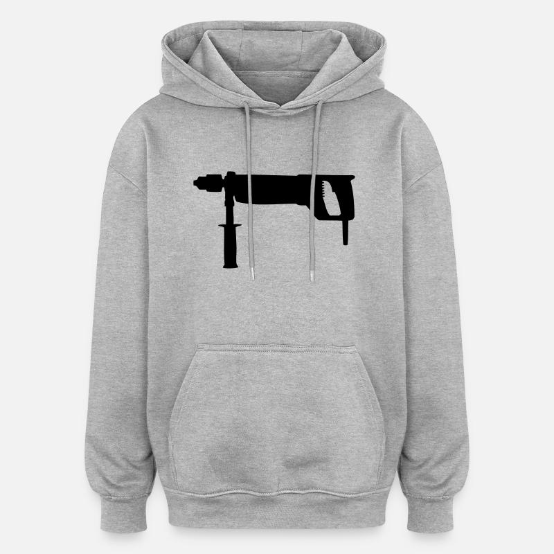 Bohrmaschine - Oversized Unisex Hoodie - Grau meliert