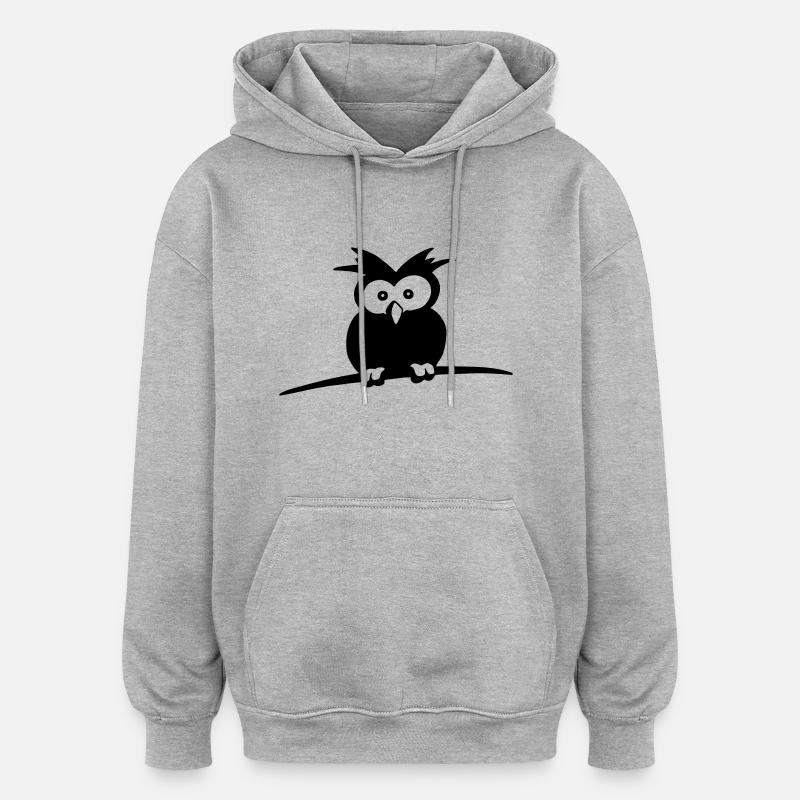 small owl - wake up - Oversized Unisex Hoodie - heather grey
