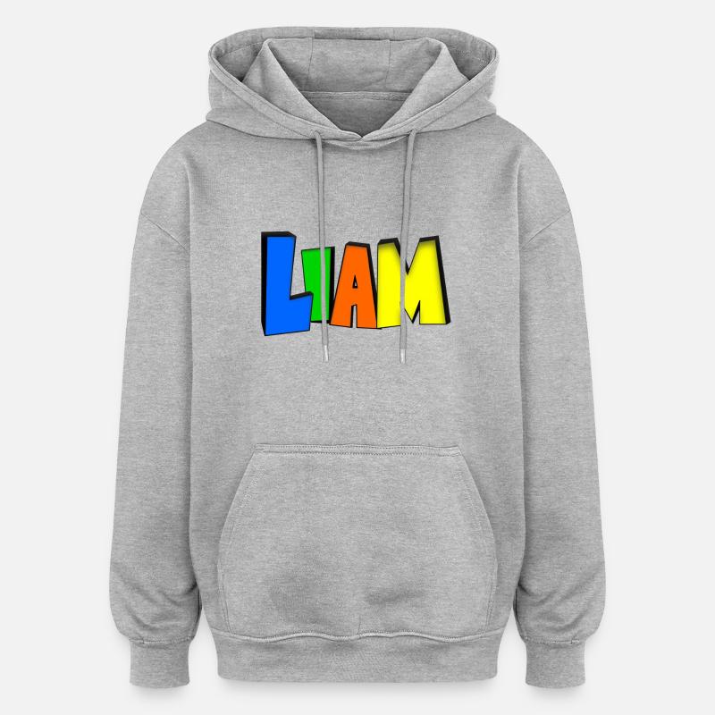 Liam - Sweat à capuche oversize unisexe - gris chiné