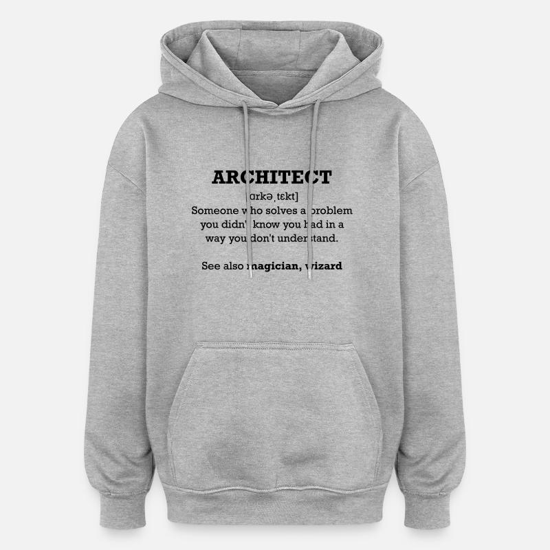 Architect - wizard - Sweat à capuche oversize unisexe - gris chiné