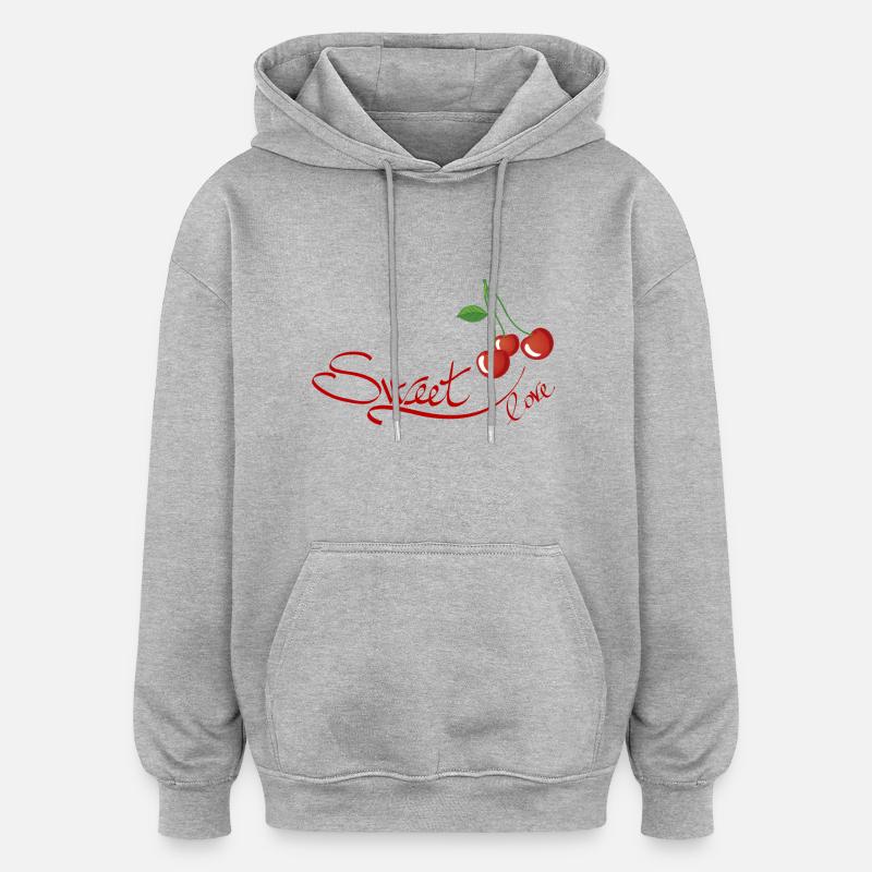 cerise - Sweat à capuche oversize unisexe - gris chiné
